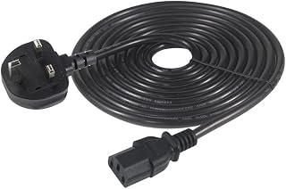 KC cable UK Computer Power Cable, 5m Replacement AC Power Cord, 13A 250V BS 1363 to C13 Kettle Lead/UK Power Cord, Power Supply Cable, TV/Monitor Power Cable,black