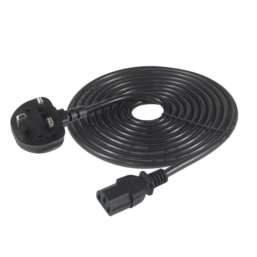 KC cable UK Computer Power Cable, 5m Replacement AC Power Cord, 13A 250V BS 1363