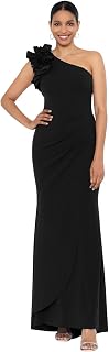 Xscape Women's Xscape Women's One-Shoulder, Floor-Length, Scuba Crepe Dress with Ruffle Detail (Reg and Petite)