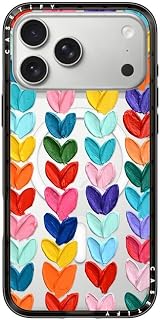 CASETiFY Compact Magsafe iPhone 17 Pro Max Case [Lightweight/Slim Fit/Compatible with Magsafe] - Clear Polka Daub Hearts - Clear Black
