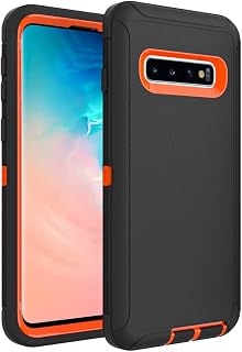 Case for Galaxy S10 Plus, Heavy-Duty Tough Rugged Shockproof Drop Protective Cover Cases for Samsung Galaxy S10 Plus, Black+Orange