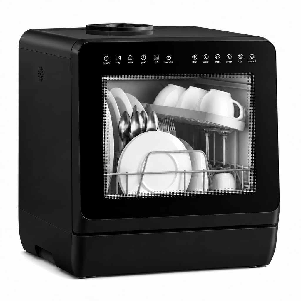 BEADSTER Countertop Dishwasher 5L Tank Water Softener No Hookup, Black | Counter
