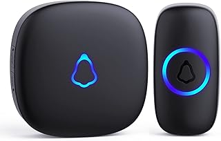 SECRUI Wireless Doorbell, Easy installation, Waterproof, Adjustable Volume, 58 Chimes, Colorful LED, 1000Ft Range, M520+F55, Black