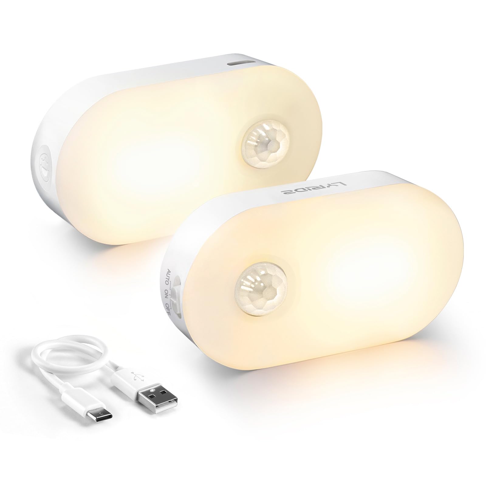Lyridz Motion Sensor Night Light, Mini USB Rechargeable LED Night Light Kids, St