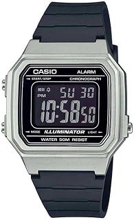 Casio Unisex Sports Quartz Wrist Watch Black Resin Bracelet and Case Analogue Display Black W-217HM-7B