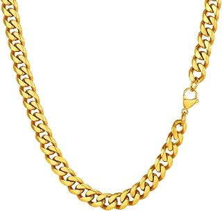PROSTEEL Herren Halskette Klassische Panzerkette 3/6/9/12mm breit kubanische Gliederkette Herren Hip-Hop Kette Cuban Chain Necklace für Männer Jungen Edelstahl/18k vergoldet 36/46/51/55/61/66/71/76cm