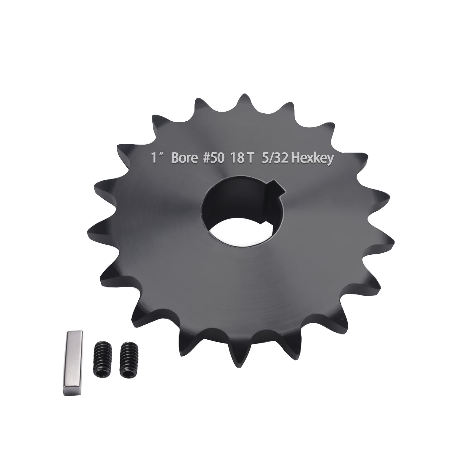 #50 Roller Chain Sprocket 18 Tooth 1" Bore (1/4" Keyway) Black Oxide with 2 Set 