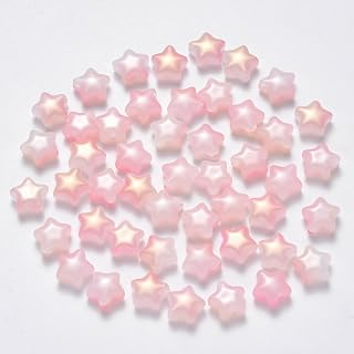100pcs Clear Glass Spacer Beads Spray Painted 8x8.5x4mm for Earring Bracelet Necklace Jewelry Making DIY Craft Making, 8x8.5x4mm, Pink Jade