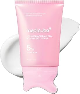 medicube PDRN Collagen Gua Sha Neck Wrinkle Cream - Firming, Contour Care | Built-In Gua Sha Massager with Volufiline 5% - For the Look of Fine Lines, Jawline, Neck, Décolleté, Korean Skincare, 90g
