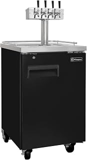 Kegco XCK-1B-4 Four Faucet Commercial Direct Draw Beer Dispenser Black Kegerator Keg Cooler