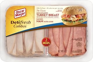 OSCAR MAYER LUNCH MEAT COLD CUTS COMBO DELI FRESH OVEN ROASTED TURKEY BREAST AND SMOKED HAM 9 OZ PACK OF 3