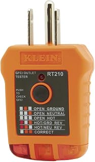 Klein Tools RT210 GFCI and Standard AC Outlet Tester | For North American Receptacles; Detects Common Wiring Problems