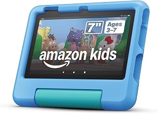 Amazon Fire 7 Kids tablet (newest model), ages 3-7. Top-selling 7" kids tablet on Amazon - 2022, ad-free content with parental controls included, 10-hr battery, 16 GB, Blue