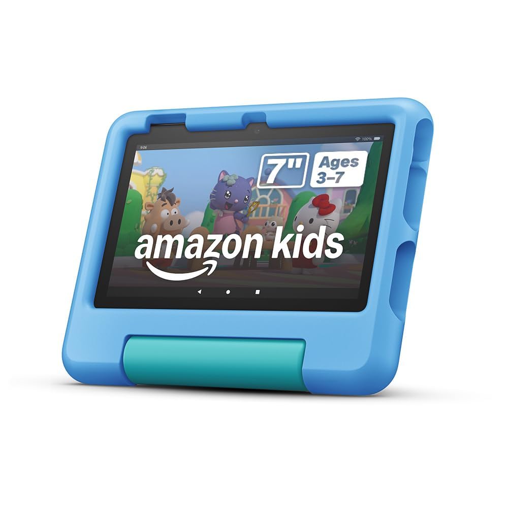 Amazon Fire 7 Kids tablet (newest model), ages 3-7. Top-selling 7" kids tablet o