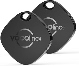 VOCOlinc Air Tracker Tags-2 Pack, Bluetooth Tracker Works with Apple Find My APP (iOS Only, Not for Android), Keys Finder and Item Locator for Luggage, Backpack, Suitcases, Replaceable Battery (Black)