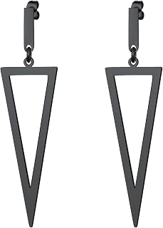 FindChic Stainless Steel Bar Drop Earrings 18K Gold Plated Thin Flat Geometric Round/Stick/Rectangle Pierced Linear Hypoallergenic Dangle Earrings for Women