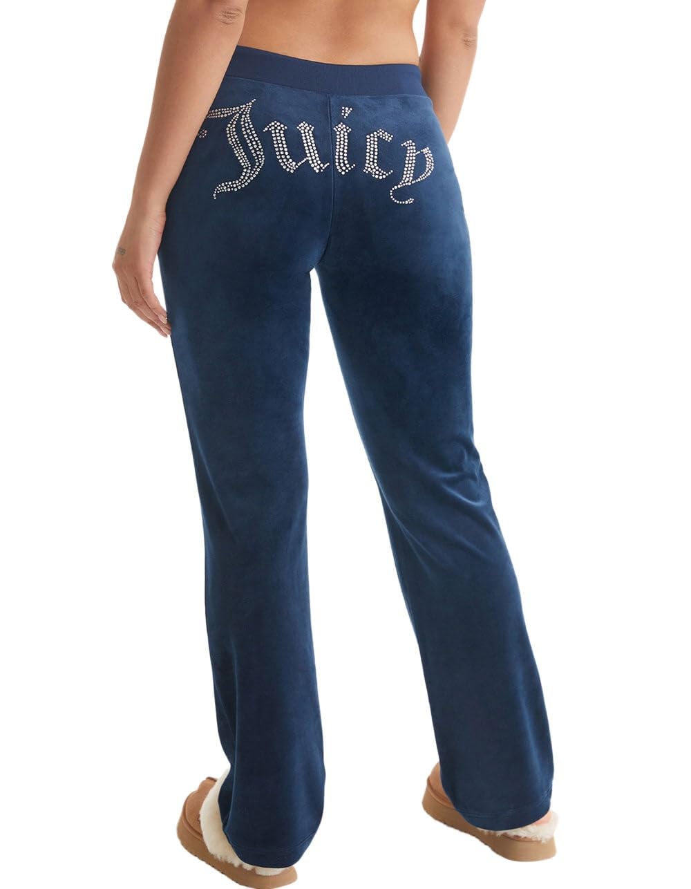 Juicy Couture Womens Rib Waist Velour Pants with Drawcord