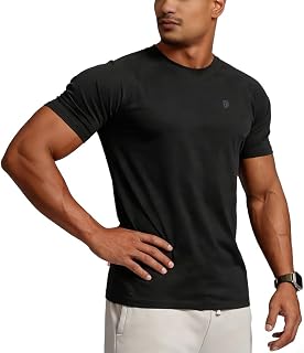 Men's Cotton Short Sleeve Raglan Crew Neck Gym Workout Athletic Tee
