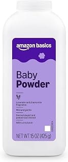 Amazon Basics Lavender and Chamomile Cornstarch Baby Powder, Hypoallergenic, 15 oz, 1 Pack