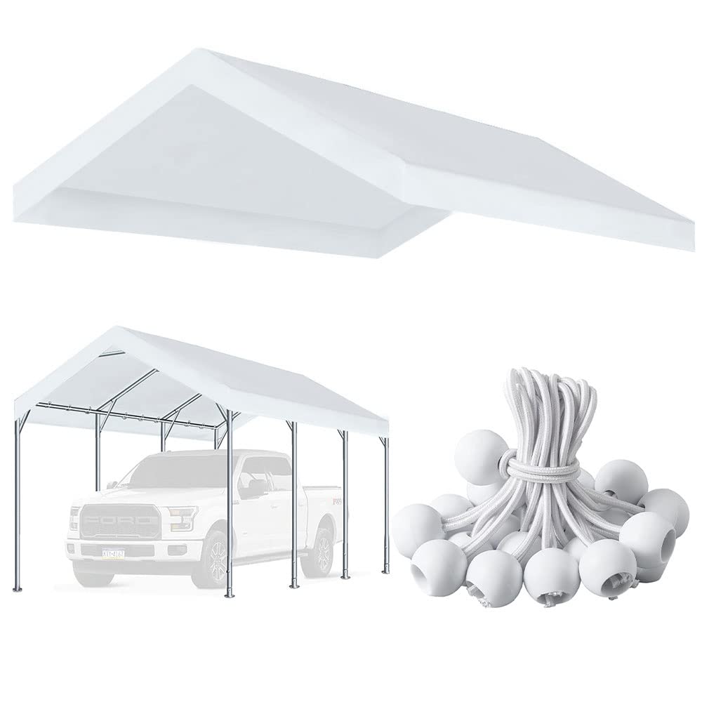 Vanteriam 10'x20' Carport Canopy Replacement Cover White (Top Only) | Carport Re
