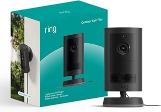 Ring Outdoor Camera Plus (newest gen) Plug-in | Wide-Angle 2K Video with Ring Vision I DIY Wireless Outdoor Security Camera | alternative to CCTV system I 30-day free trial of Ring Subscription Plan