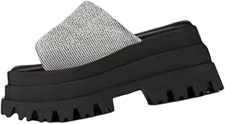 Ulalaza Women's Slippers Flat Open Toe Slides Platform Wedge Sandals Thong Sandals Non-Slip Summer Shoes Toe Post Beach Sandals Casual Sandal Comfy House Slippers Walking Flip Flops