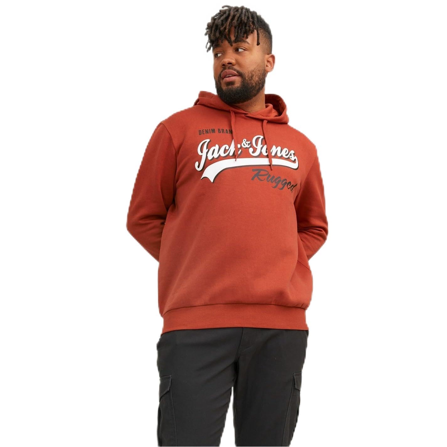 JACK & JONES Mens Hoodie Long Sleeve Regular Fit Cotton Blended Hooded Fashion P