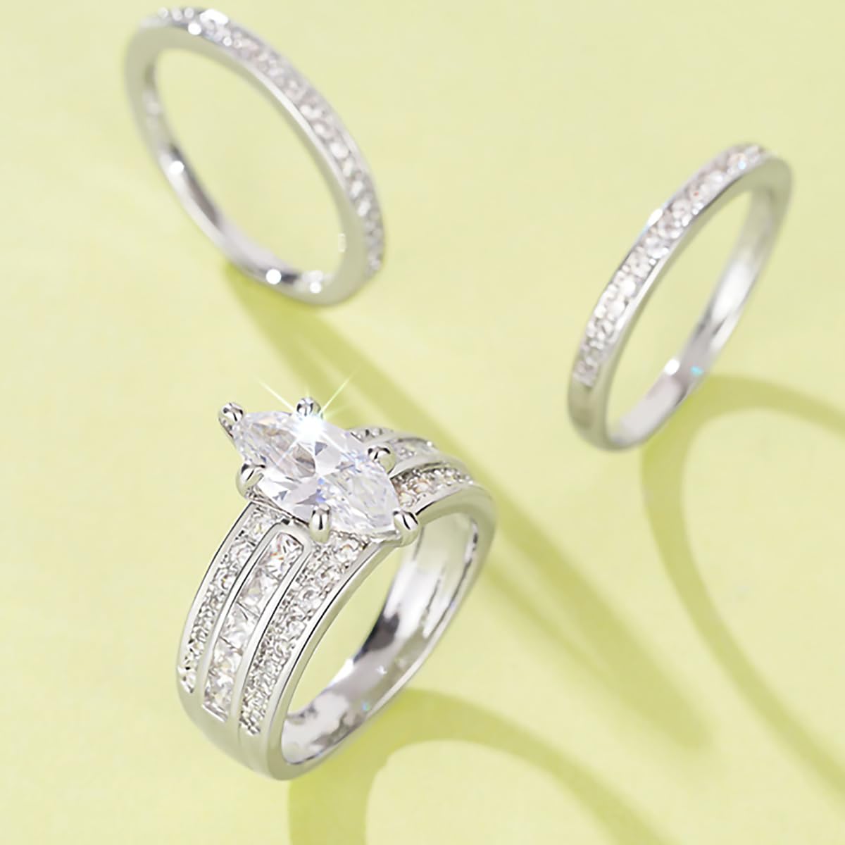 1pcs 925 Silver Square Ring Inlaid Shiny Geometric Pattern for Women Fine Jewelr
