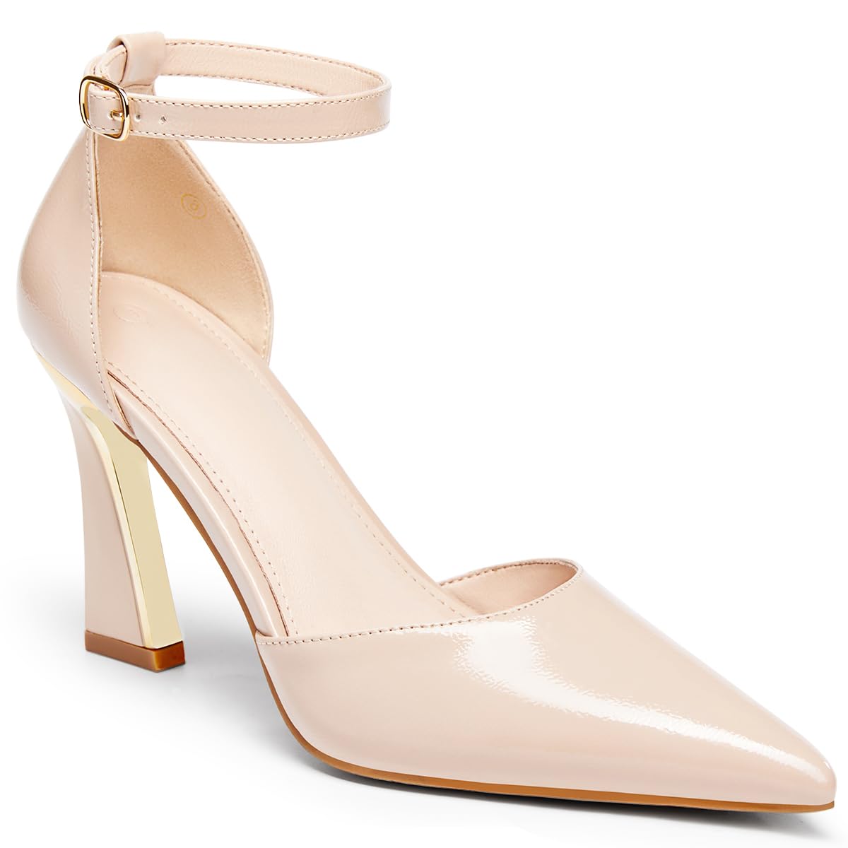 Womens Pumps Point Closed Toe High Heels Ankle Strap Heeled Sandals