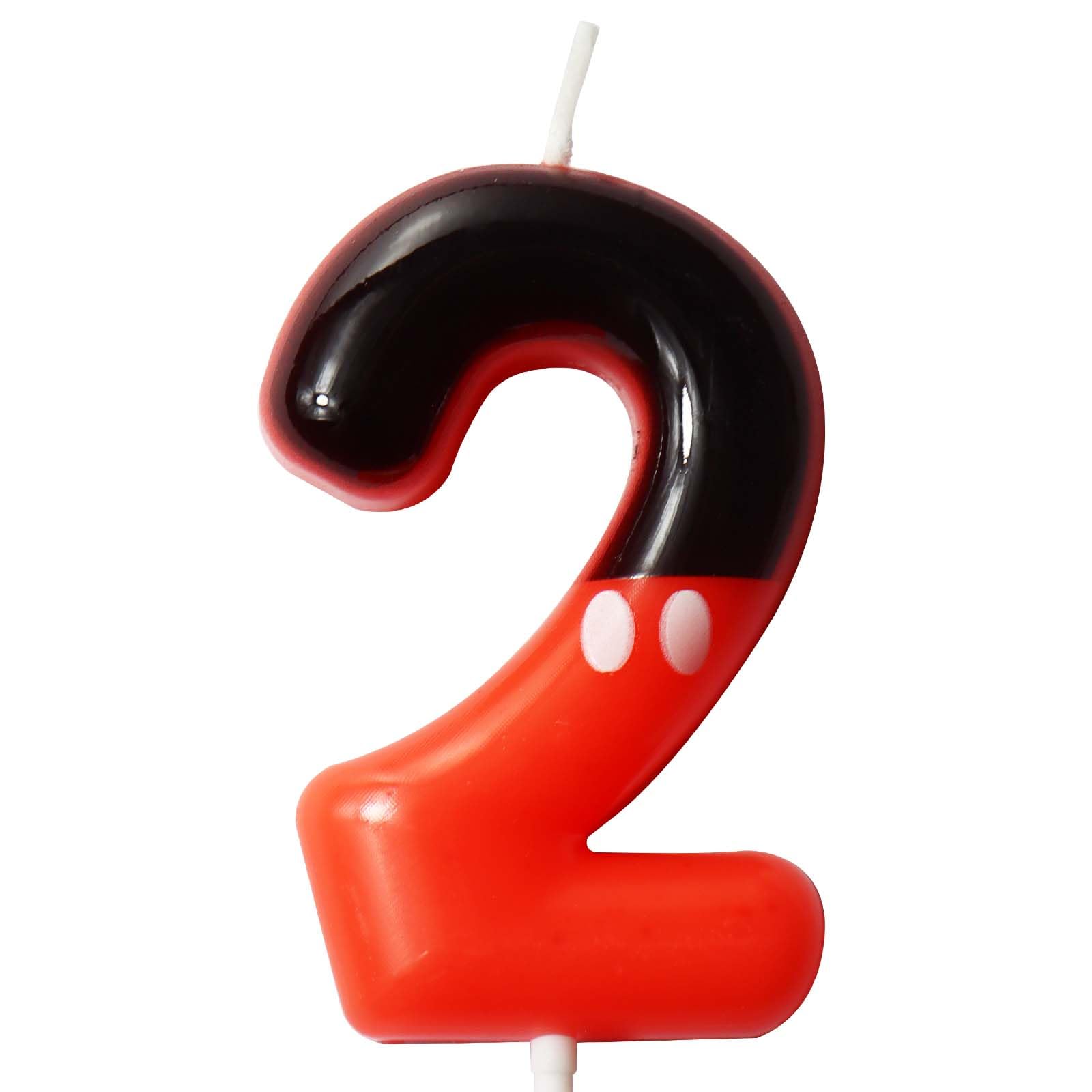 Black Red Numeral Birthday Cake Candles, White dots Cake Cupcake Decor for Boys 