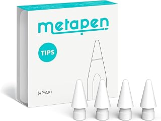 Metapen Pencil Tips for Apple Pencil 2nd and 1st Generation - 1:1 Original Size (4pcs, 100% Durable), Fit Well with iPad Pen for iPad Pro/Mini/Air, Active Stylus Nibs (White, NOT Yellow)