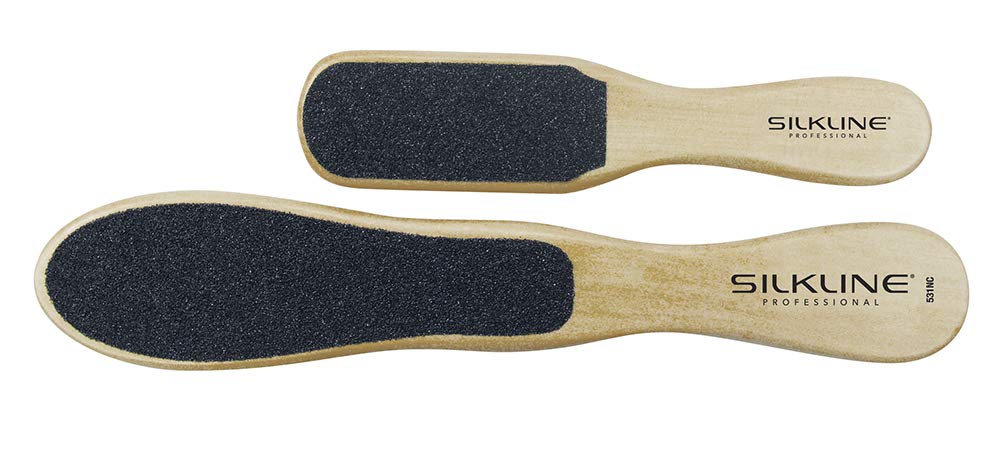 SILKLINE PROFESSIONAL Two-Sided Foot File, Full and Mini Size Duo | Oak Wood Han