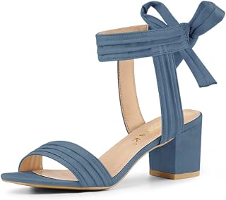 Allegra K Womens Open Toe Ankle Strap Block Heel Sandals