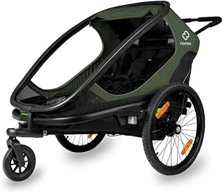 Hamax - Outback trailer - 2 seater - Lightweight and comfortable - Reclining seats - Large windows - Front/rear reflectors - Foldable and portable - Bike or stroller attachment