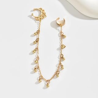 Gold Nose Chain with Ear Flaps for Women Indian Face Jewelry Elegant Bridal Festival Accessory