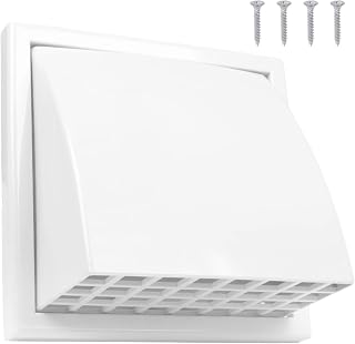 6 Inch Exhaust Hood Vent Cap, HVAC Exhaust Vent Duct Cover with Rain Cover, Dryer Vent Cover, Indoor & Outdoor Louvered Air Vent Cover, White