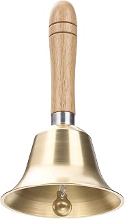 Flezoo 3.15inch Brass Super Loud Hand Bell for Dinner Wedding Office | Clear Loud Brass Tone, Rustproof Solid Build, Comfort Grip, For Elderly Wedding Office Training, Multi-Purpose Call Bell