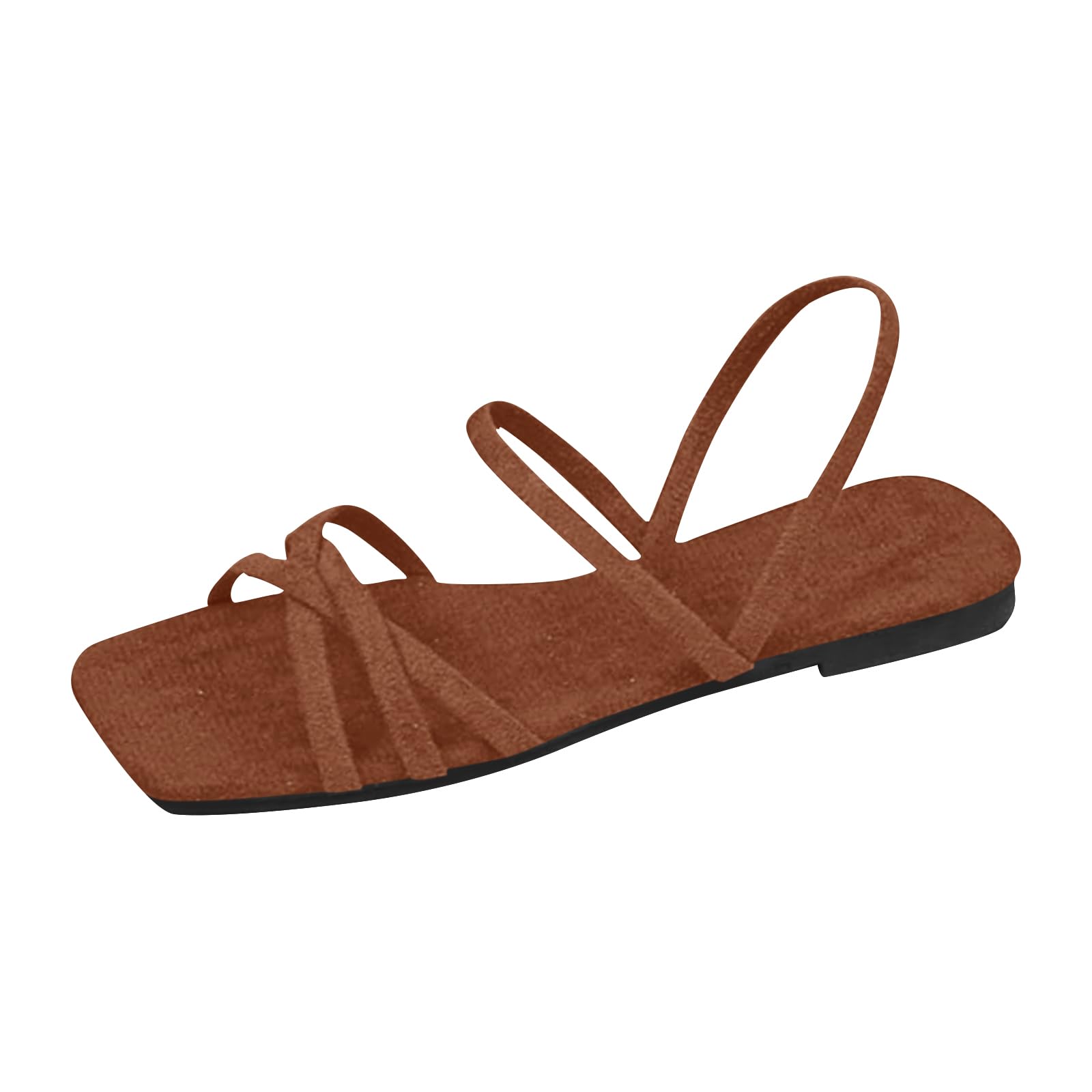 Sandals Women's Flat Square Toe Cap Toe Free Shoes Women's Summer Sandals Elegan