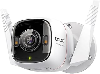 Tapo ColorPro Wi-Fi Outdoor Camera, PoE, Plug-in, Daylight Clarity at Night, 2K QHD, Person/Pet/Vehicle Detection, Local/Cloud Storage, 127° FOV, Built-in Siren C325WB (Renewed)