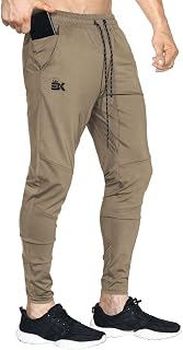 BROKIG Mens Lightweight Gym Jogger Pants Workout Sweatpants Zip Pocket