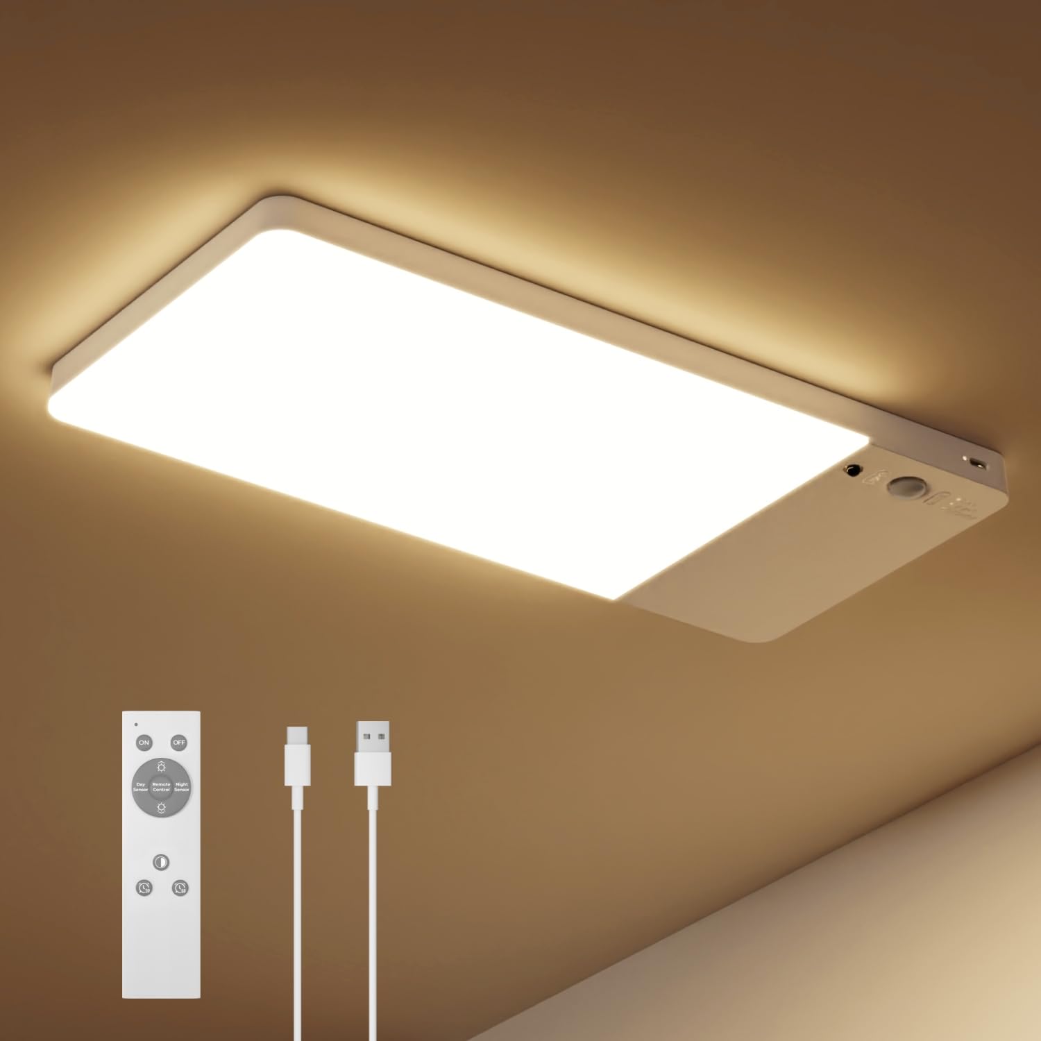 FULEN Rechargeable Motion Sensor Ceiling Light Upgraded,Closet Light with 12000m
