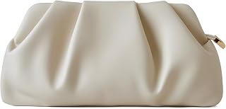 Women's Clutch Purse,Evening Bag for Women Ruched Clutch Purse Detachable Metal Chain Crossbody Bag