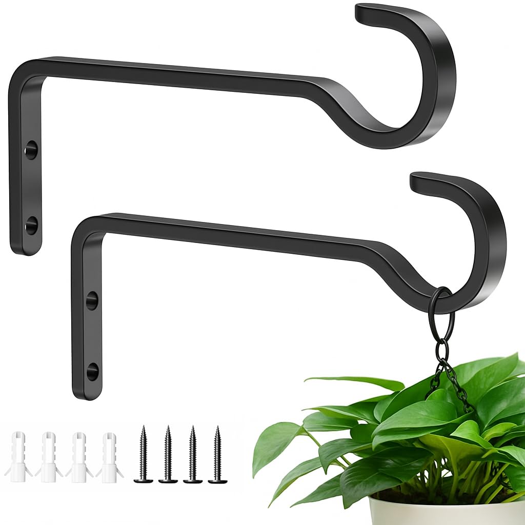 6 Inch Hanging Basket Hook, Plant Hangers Outdoor/Indoor, Hold 35lb, 2 Pack | Bl