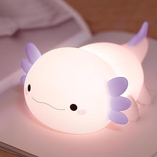FAMIDUO Purple Axolotl Night Light for Kids,LED Squishy Bedside Touch Lamp