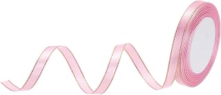25 Yards Wide Satin Ribbon with Gold Edges Grosgrain Fabric for Gift Wrapping Bridal Bouquets Dark Pink