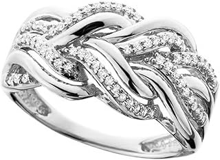 Anelli di fidanzamento placcati in oro bianco e oro con zirconia cubica bianca, per matrimonio, promessa, feste, anniversari, San Valentino, regali eternity, da donna
