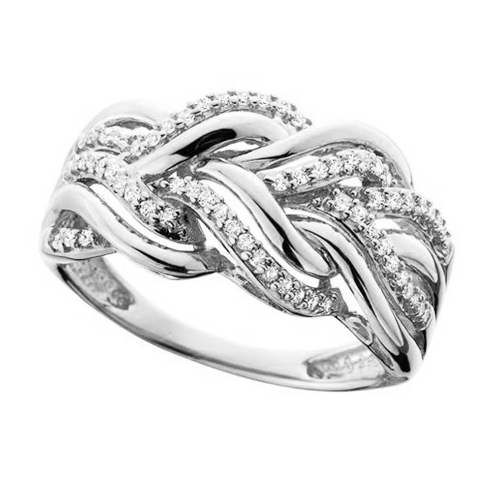 Anelli di fidanzamento placcati in oro bianco e oro con zirconia cubica bianca, 