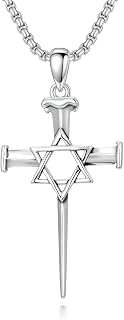 PROESS Cross Star Of David Necklace 925 Sterling Silver Cross Pendant Necklace For Women Men Religious Jewelry