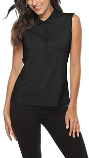 Airike Polo de golf pour femme sans manches pour l'été Sports Athlétique à la mode de travail à séchage rapide pour femme débardeurs - Noir - Taille M