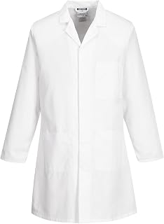 Portwest 2852 Standard Lab Coat Kingsmill Polycotton Stud Front | White, Medium, 3 Pockets, Stud Front, Kingsmill Polycotton, Durable, Chore Coat, Work Jacket
